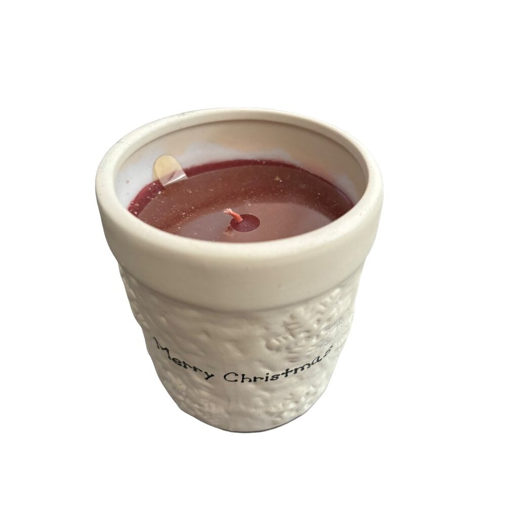 Ceramic Snowflake Merry Christmas Scented Candle 4x3.5 New